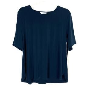 Liz Claiborne Signature Navy Short Sleeve Top Button Sleeve NWT Womens XL